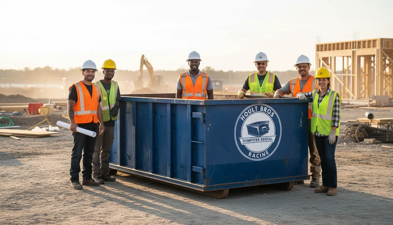 The Hoult Bros Dumpster Rental Racine team outside the office in Racine, WI