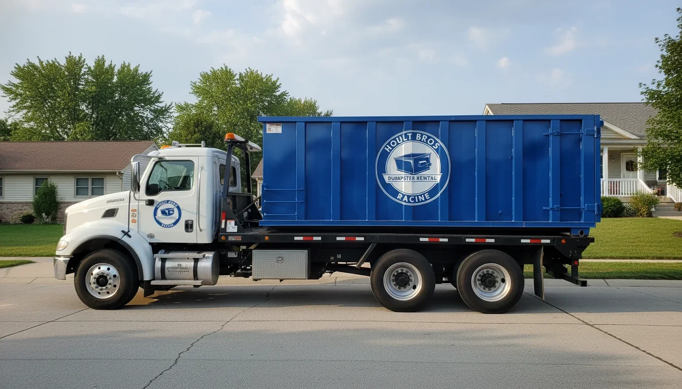 Roll-off dumpster delivered in Sturtevant, WI by Hoult Bros Dumpster Rental Racine